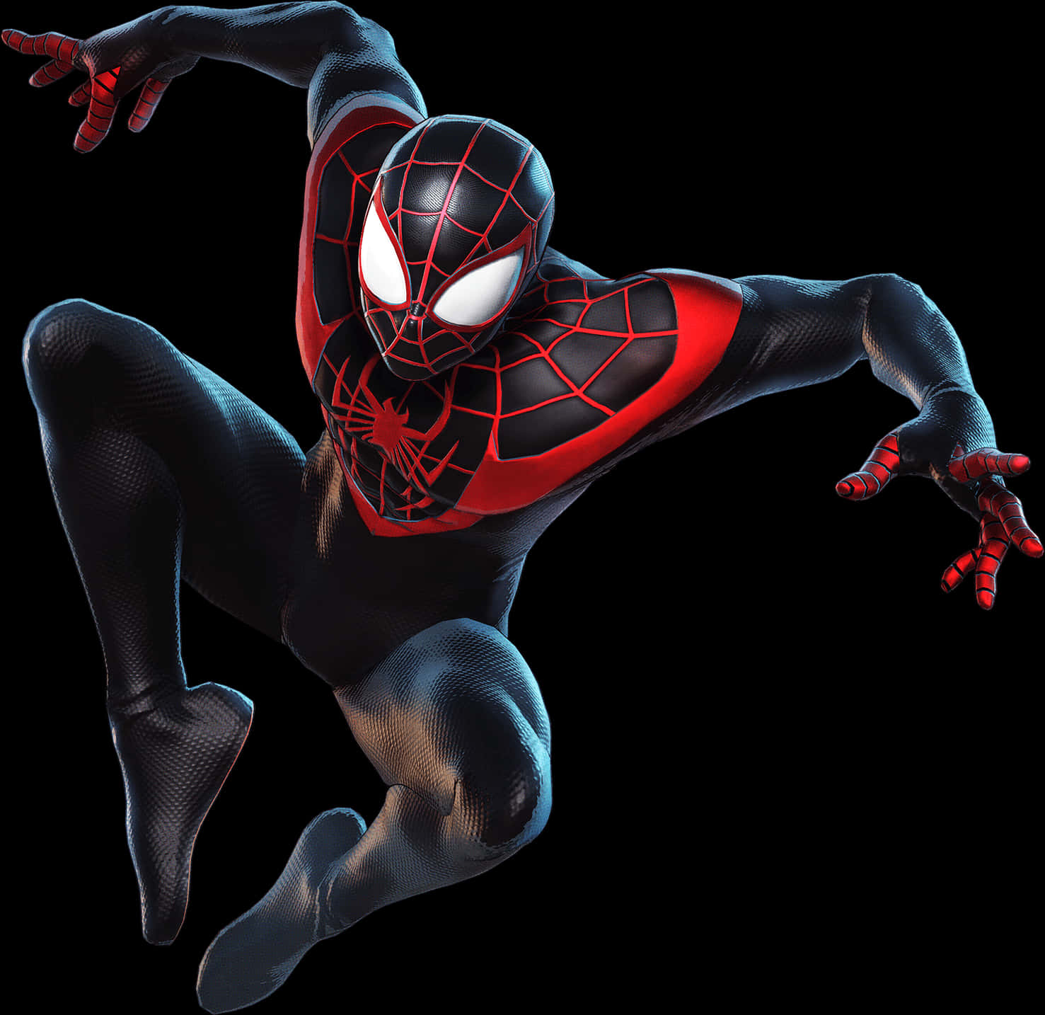 Miles Morales Spider Man Action Pose PNG