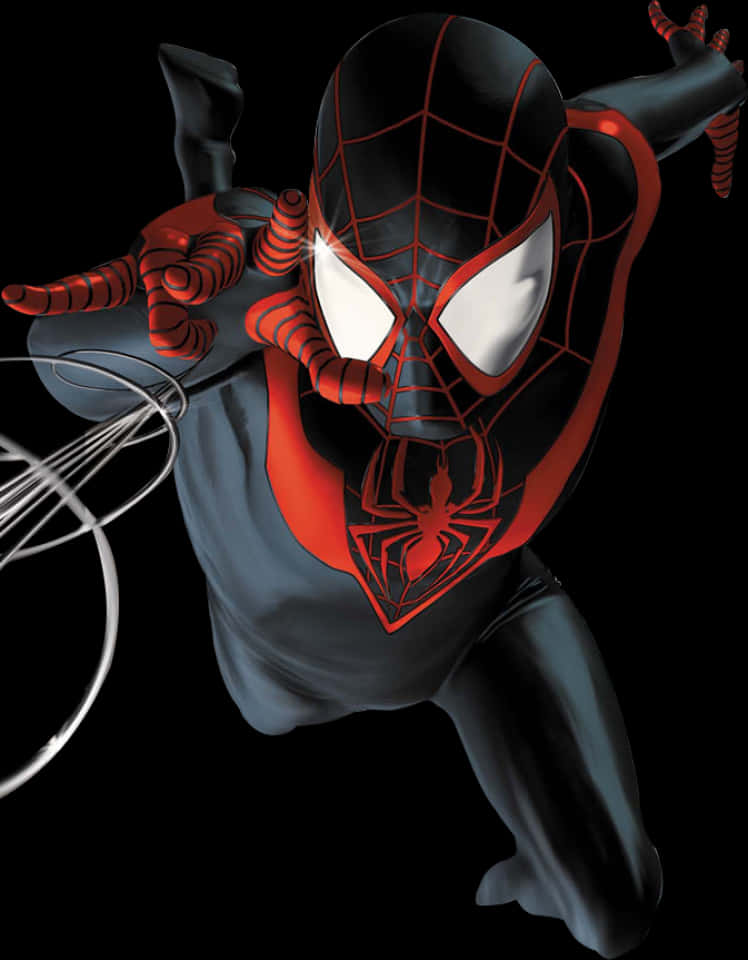 Miles Morales Spider Man Action Pose PNG