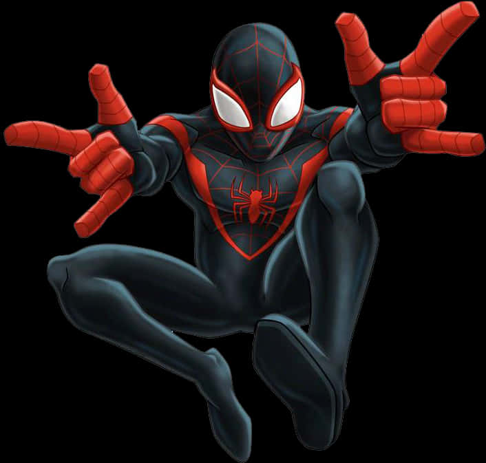 Miles Morales Spiderman Action Pose PNG