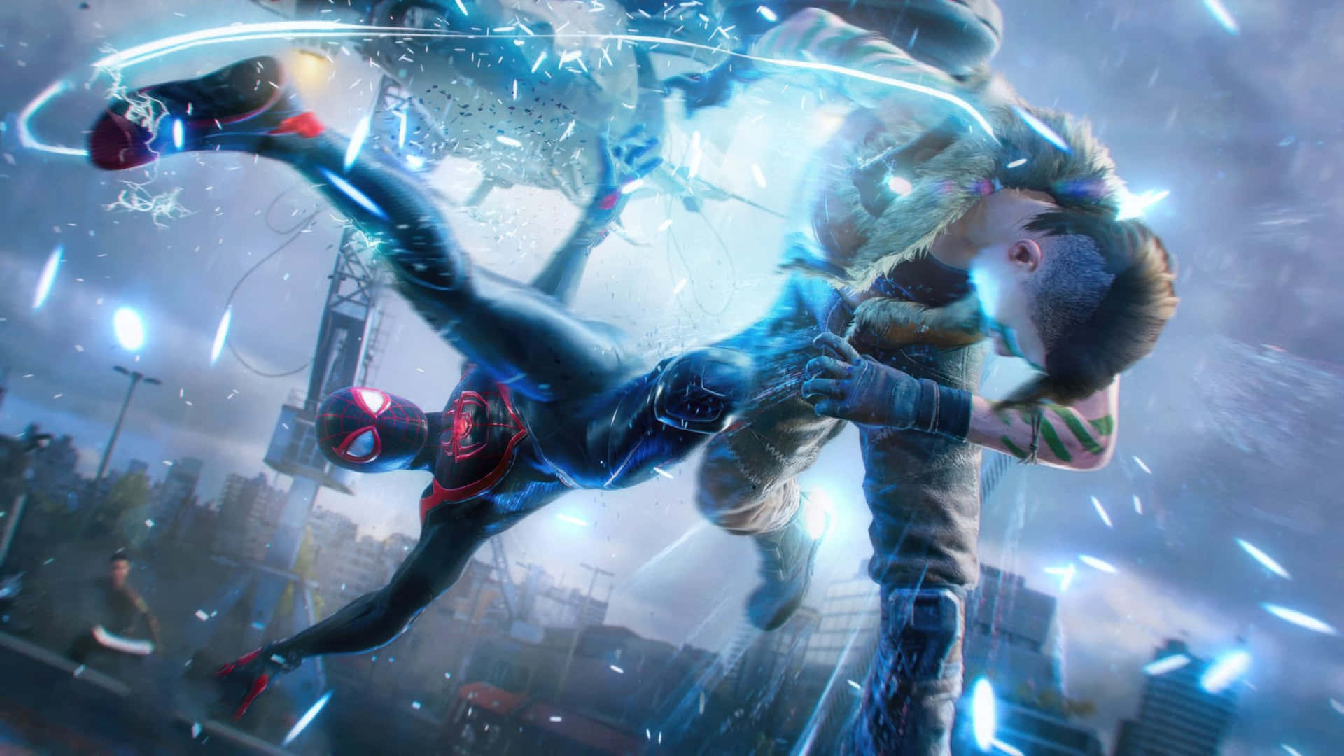 Miles Morales Spiderman Action4 K Wallpaper