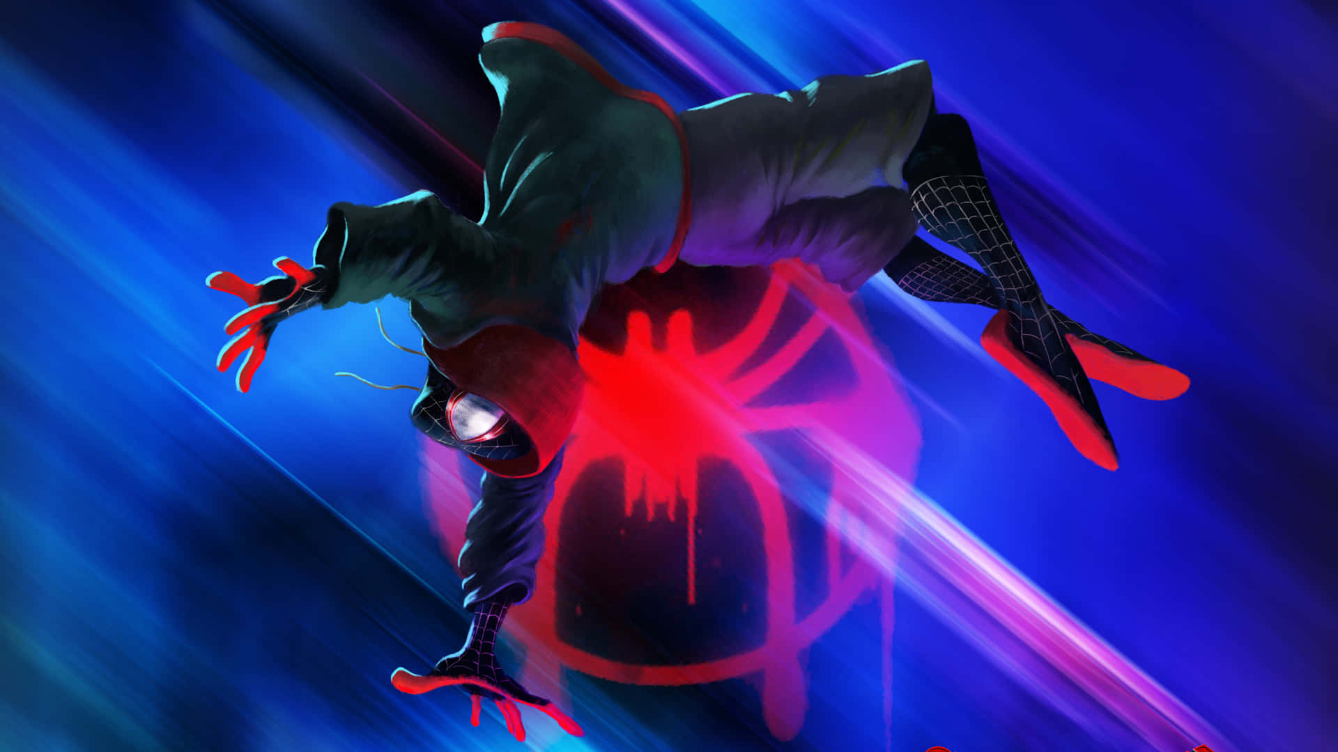 Miles Morales Spiderman Aerial Dive Wallpaper