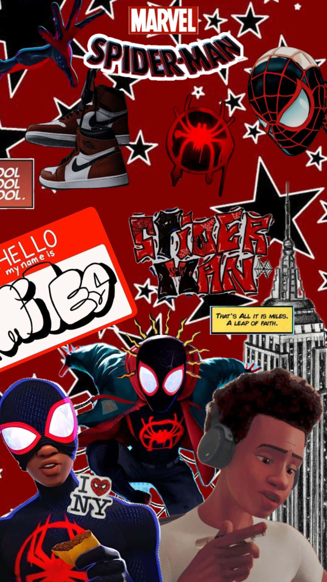 Miles Morales Spiderman Collage Aesthetic Wallpaper