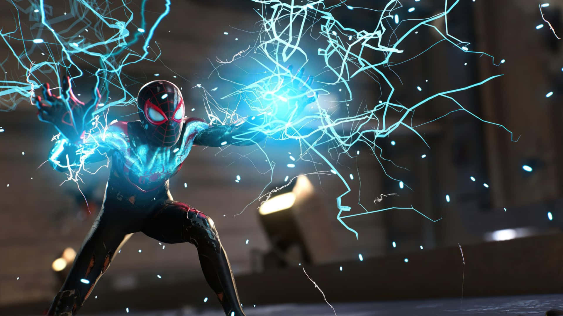 Miles Morales Spiderman Electric Power4 K Wallpaper