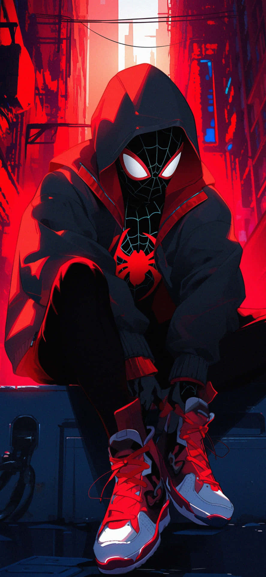Miles Morales Spiderman Red Hood Aesthetic Wallpaper