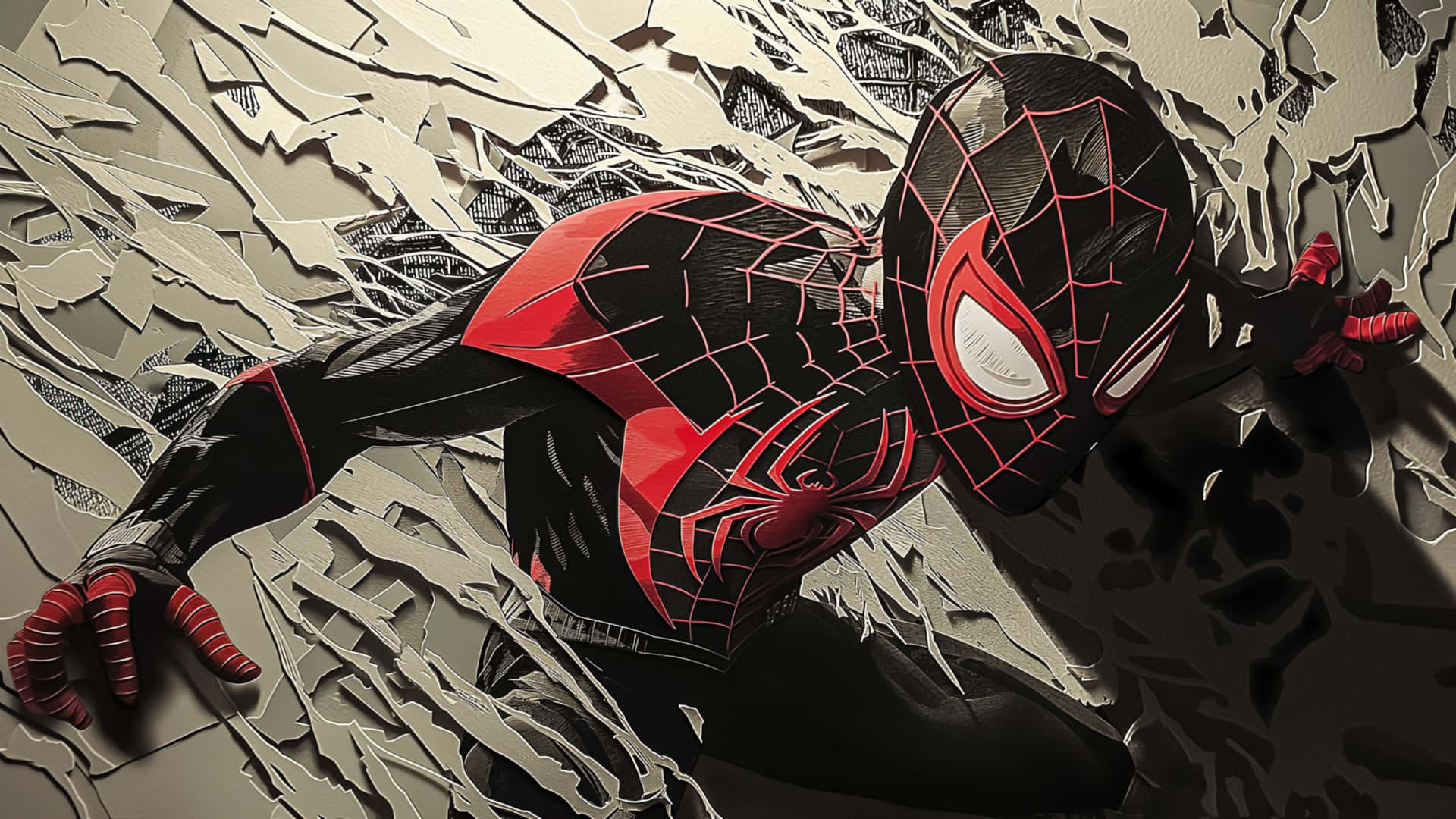 Miles Morales Spiderman Wall Crawl4 K Wallpaper