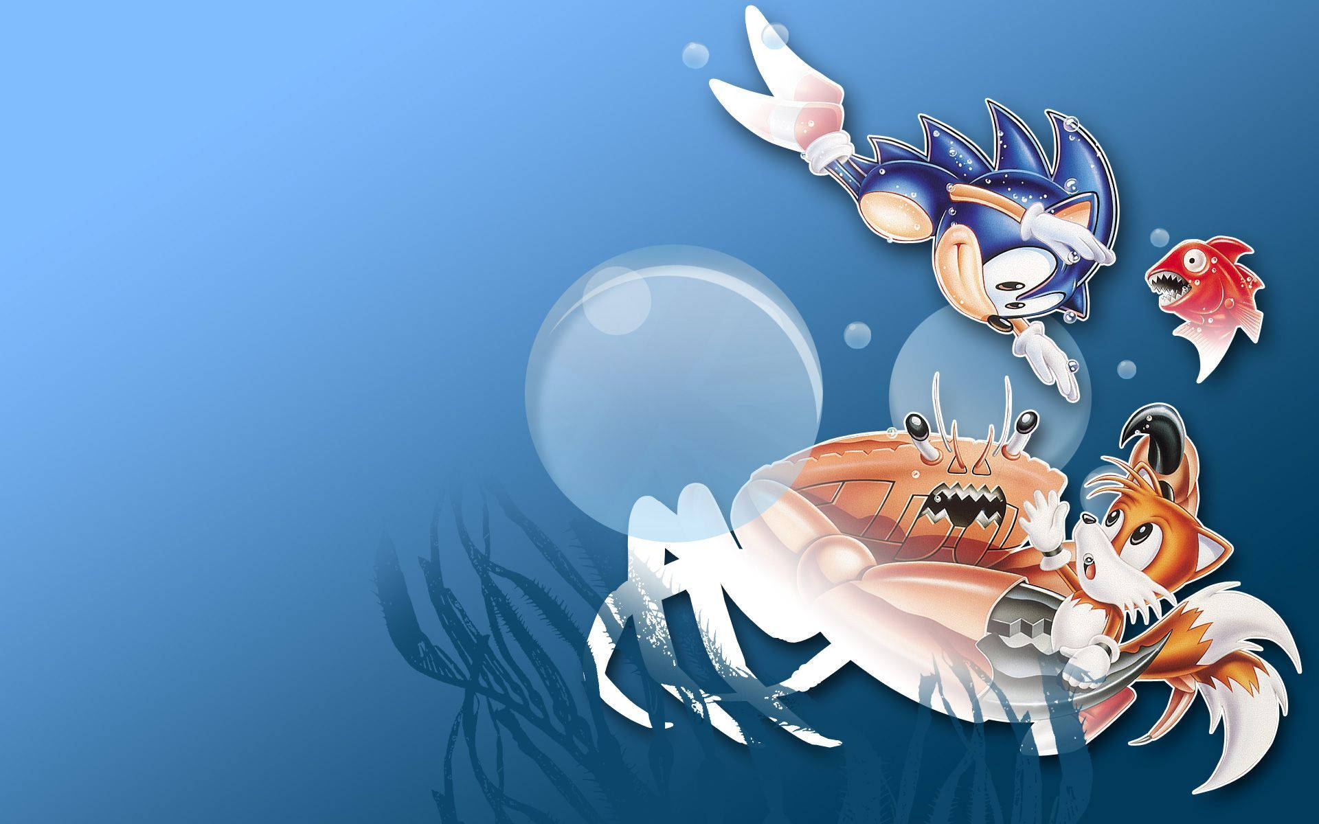 Miles Prower Og Sonic Underwater Wallpaper