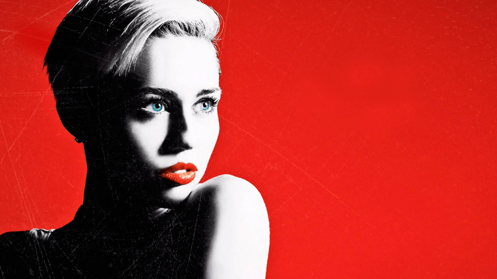 Miley Cyrus Fan Art In Red Background