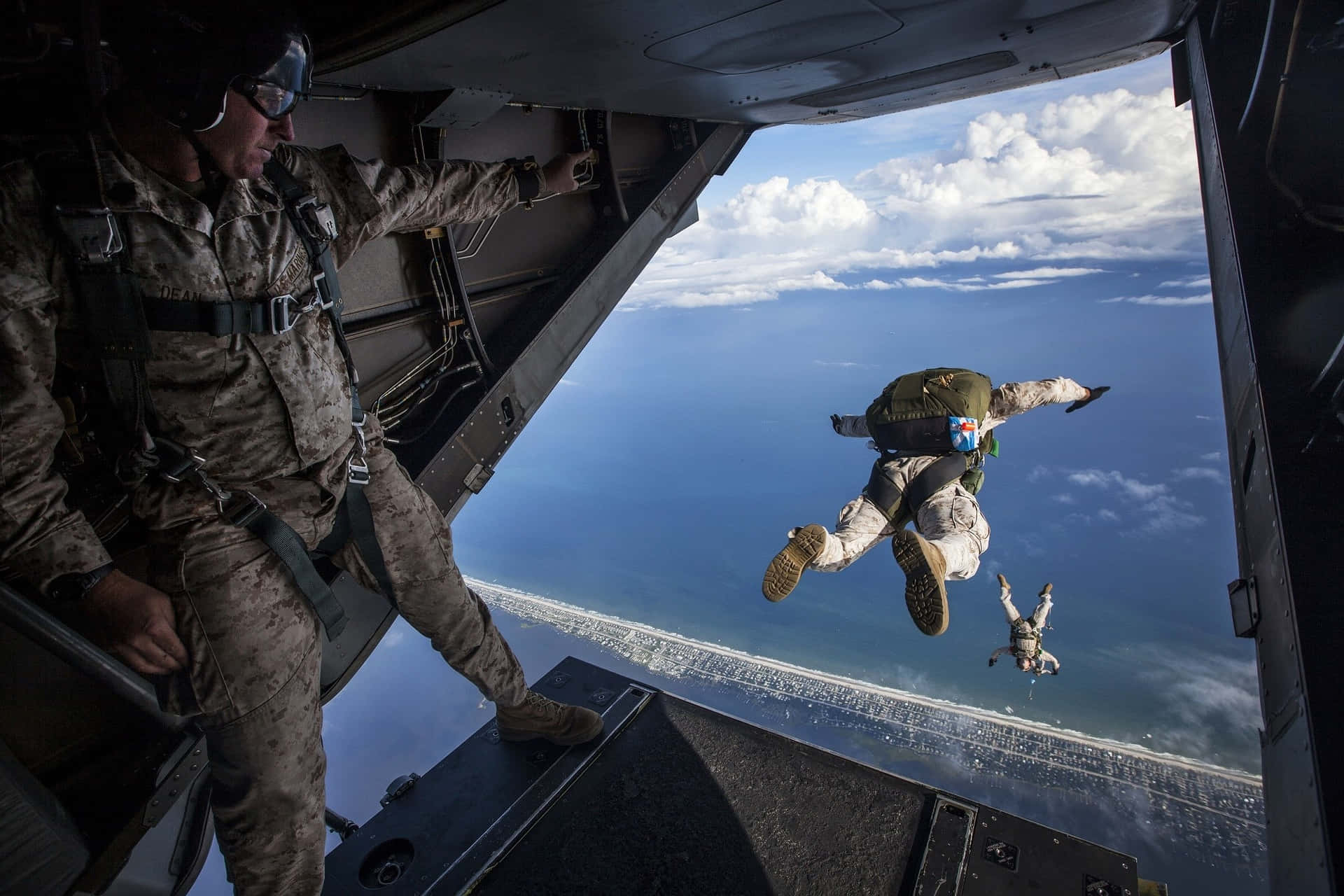 Military Deployment Via Skydiving Background