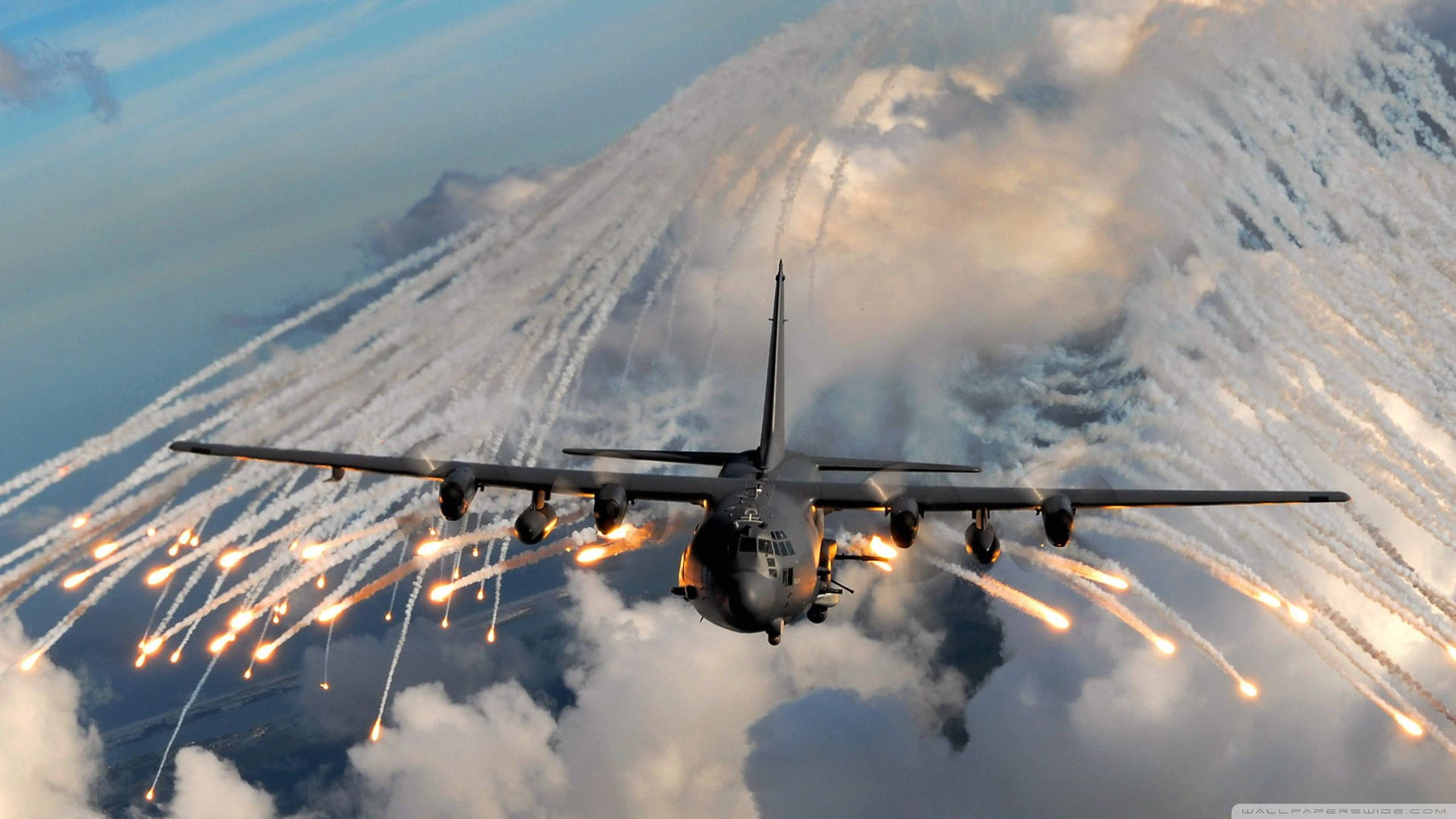 Military Jet Decoy Flares Wallpaper