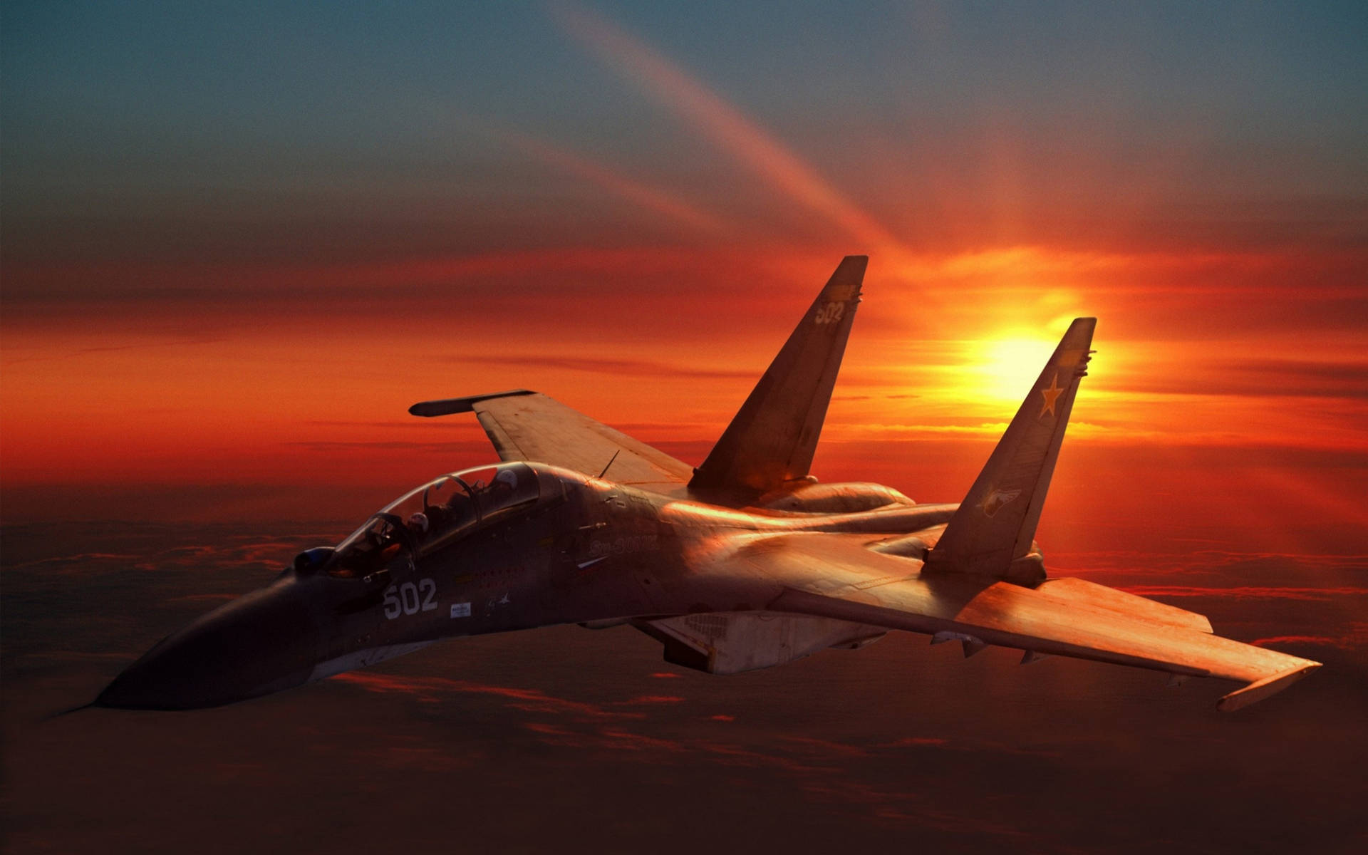 Military Jets Against Sunset Wallpaper