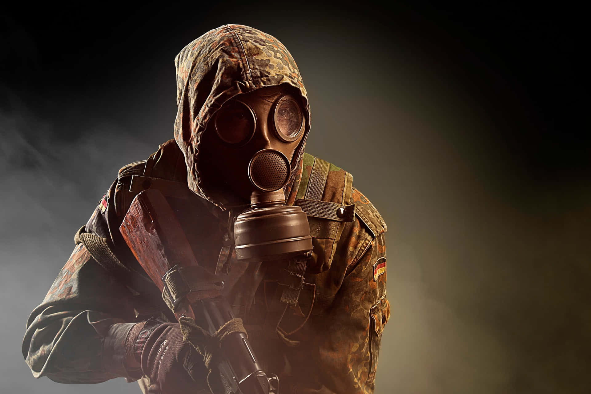 Military Personnel Gas Mask Wallpaper