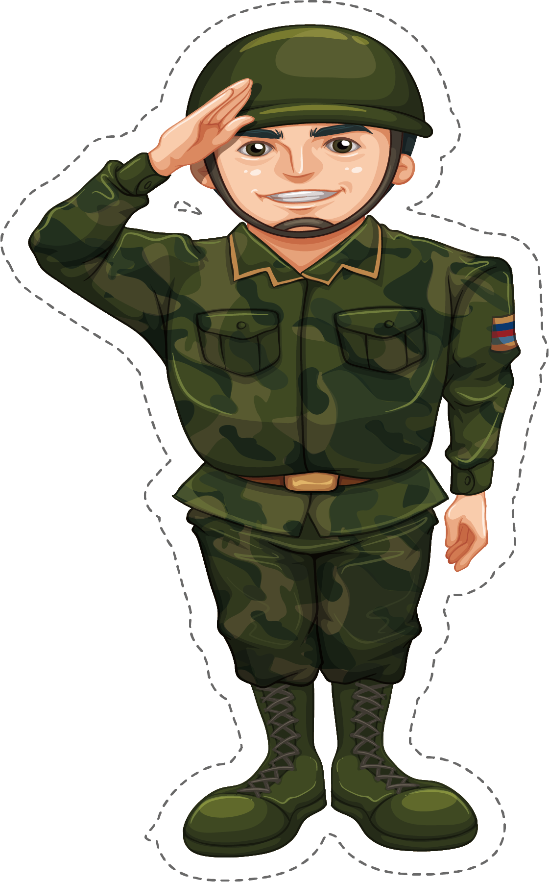 Military Salute Cartoon Character PNG