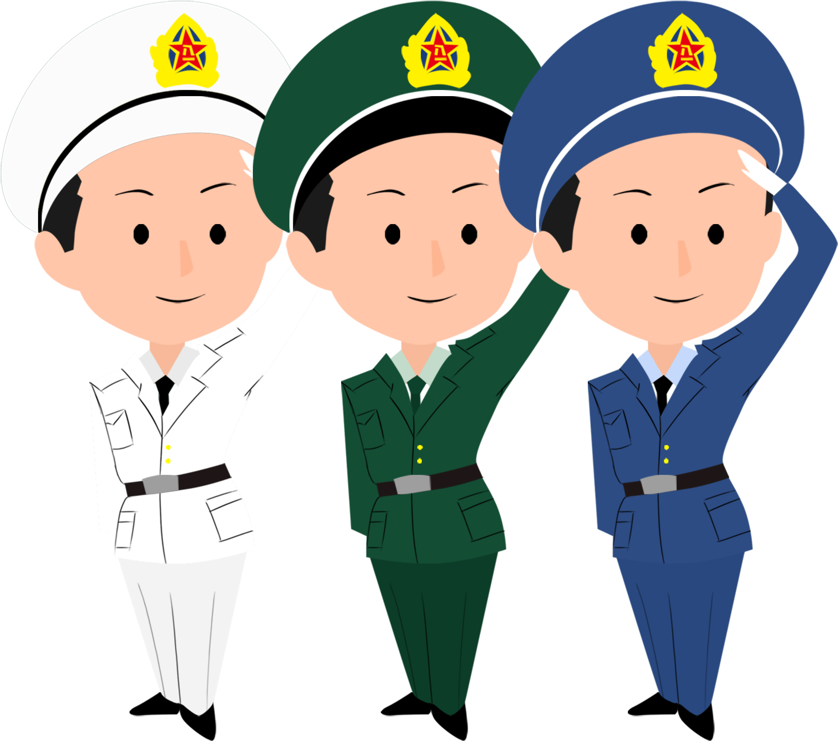 Military Salute Cartoon Characters PNG