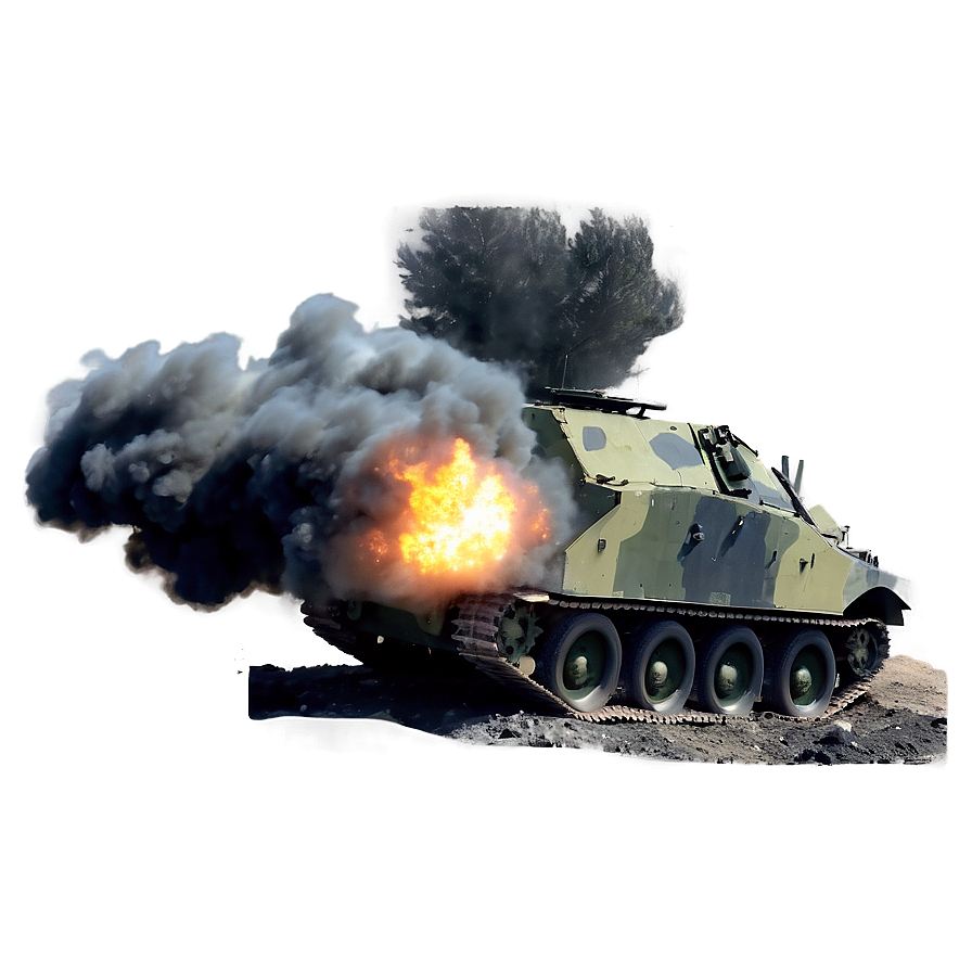 Military Tank Shell Explosion Png 06122024 PNG