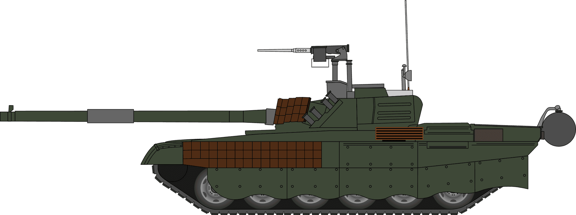 Military Tank Side View Vector PNG