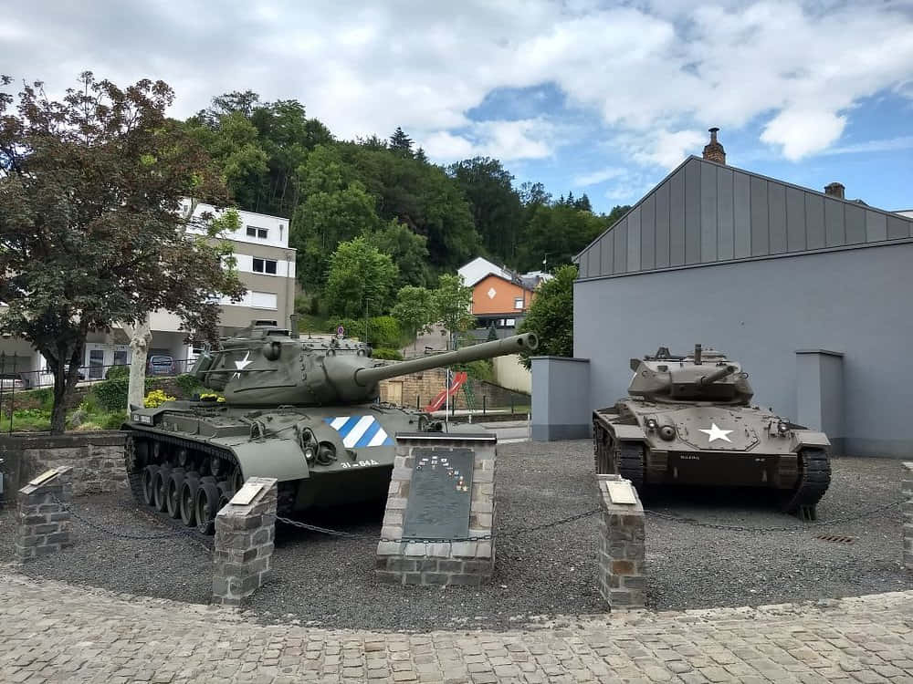 Militaire Tanks Tentoonstelling Diekirch Luxemburg Achtergrond