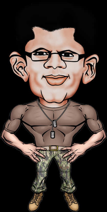 Military Themed Caricature Illustration PNG