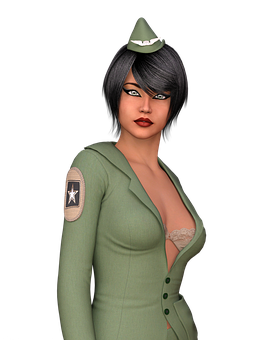 Military Themed Female Character PNG