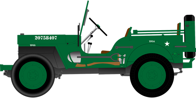 Military Vehicle Side Profile PNG
