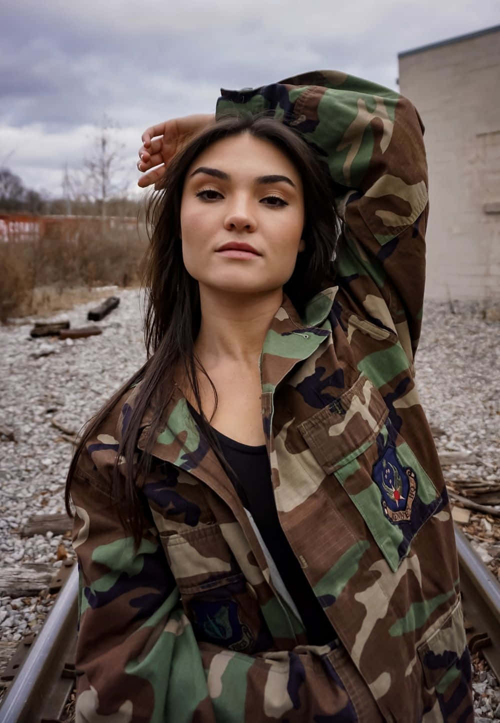 Military Woman Posing Uniform Wallpaper