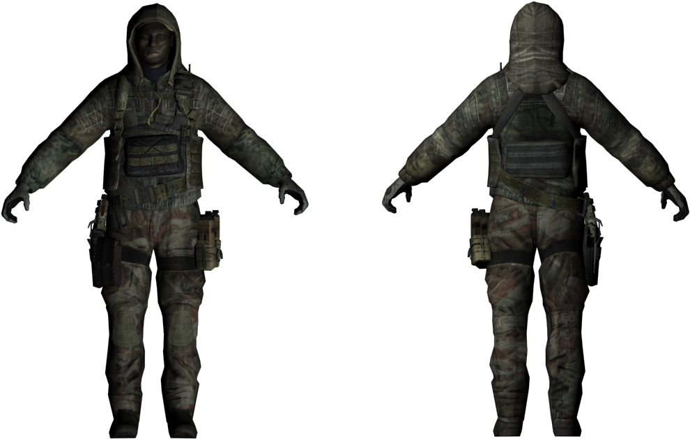 Military_ Character_ Model_ Front_and_ Back_ View PNG