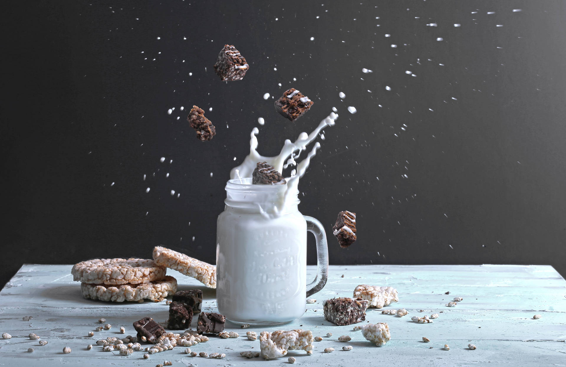 Milk And Fudge Brownies Splash Illustration Picture