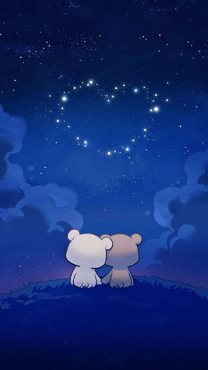 Milk And Mocha Bears Heart Night Picture