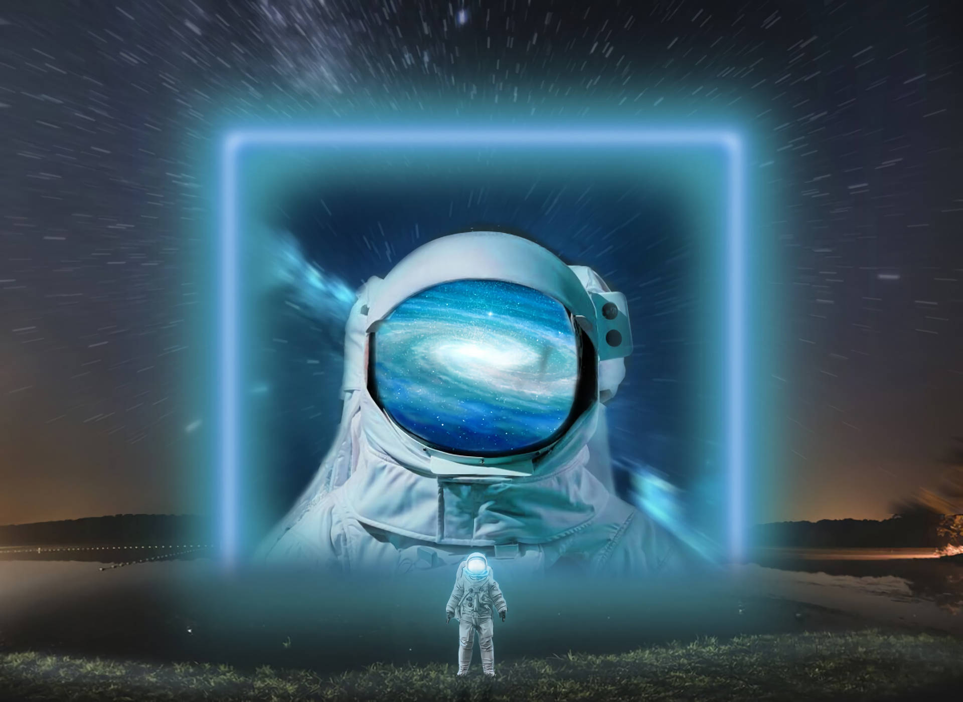 An astronaut with a wonderful milky way wallpaper