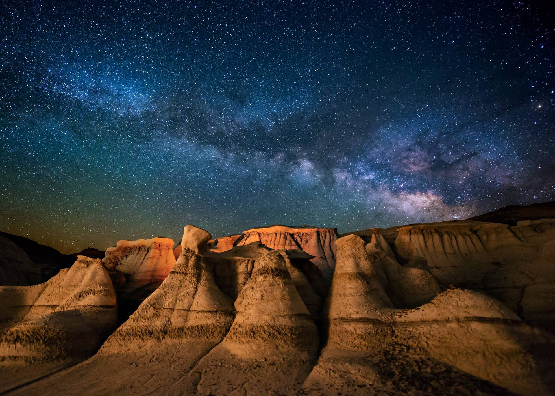 Milky Way Galaxy Brown Canyon  Wallpaper