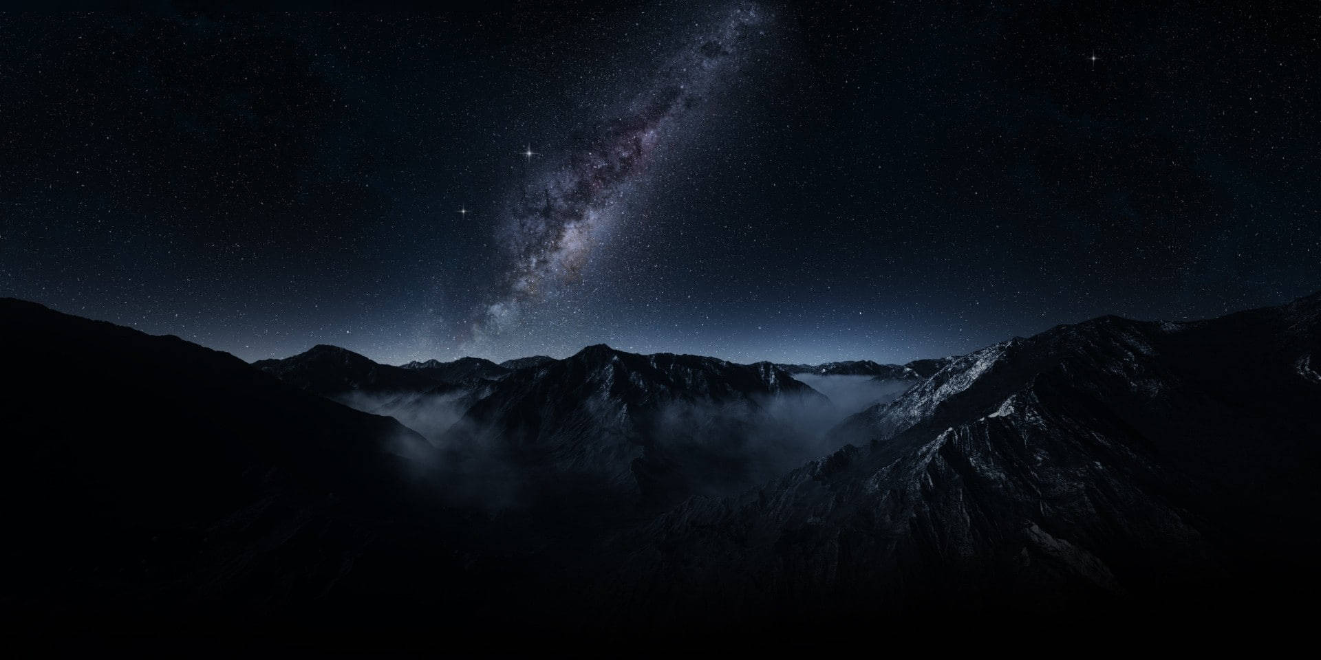 Milky Way Galaxy Mountain Range  Wallpaper