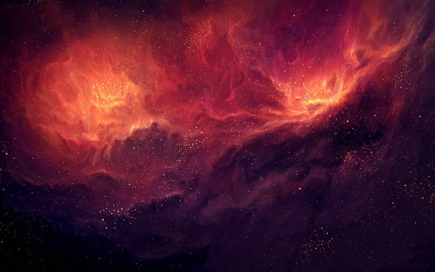 Milky Way Galaxy Red Nebula  Wallpaper