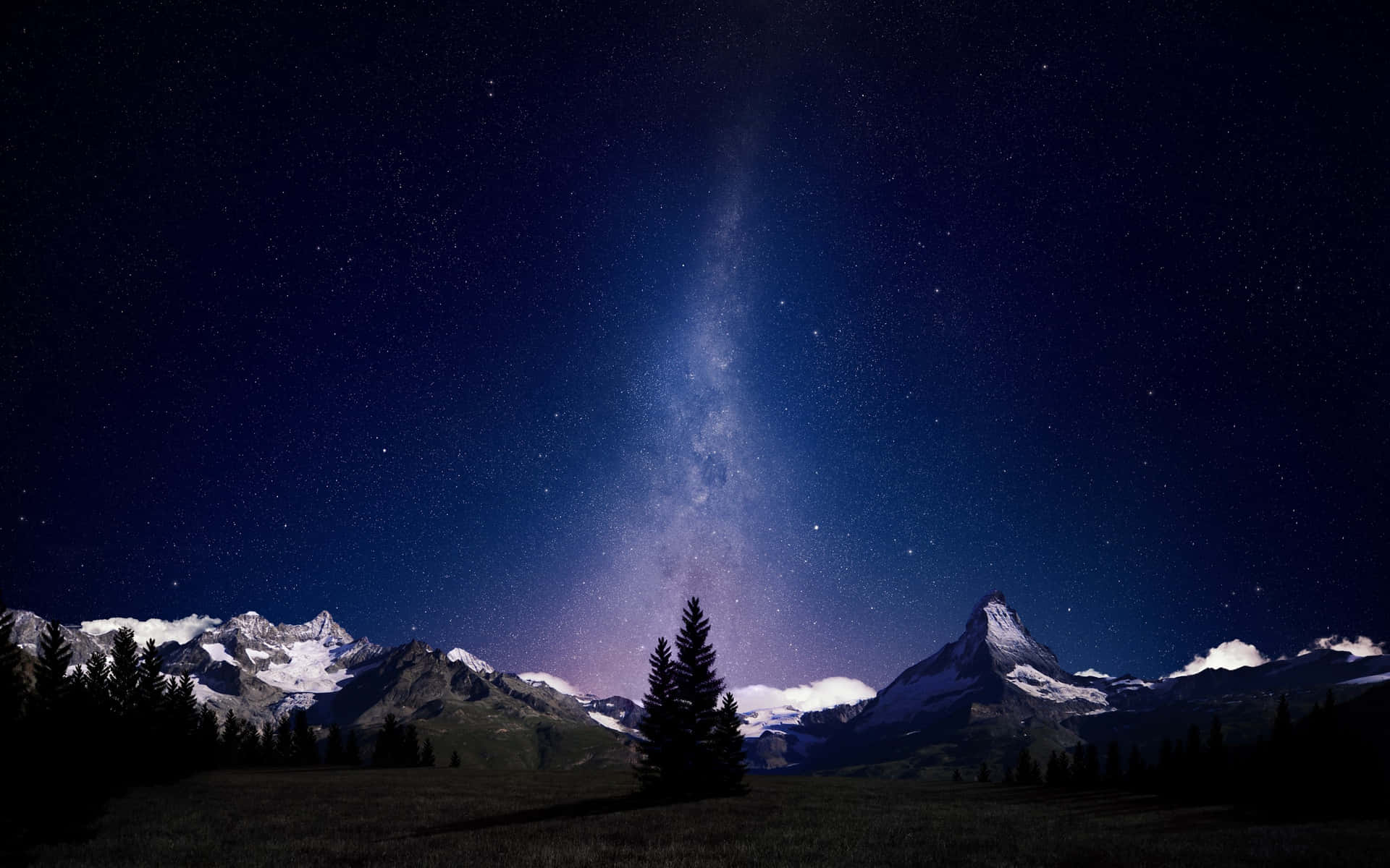 Milky Way Over Mountain Peaks Wallpaper