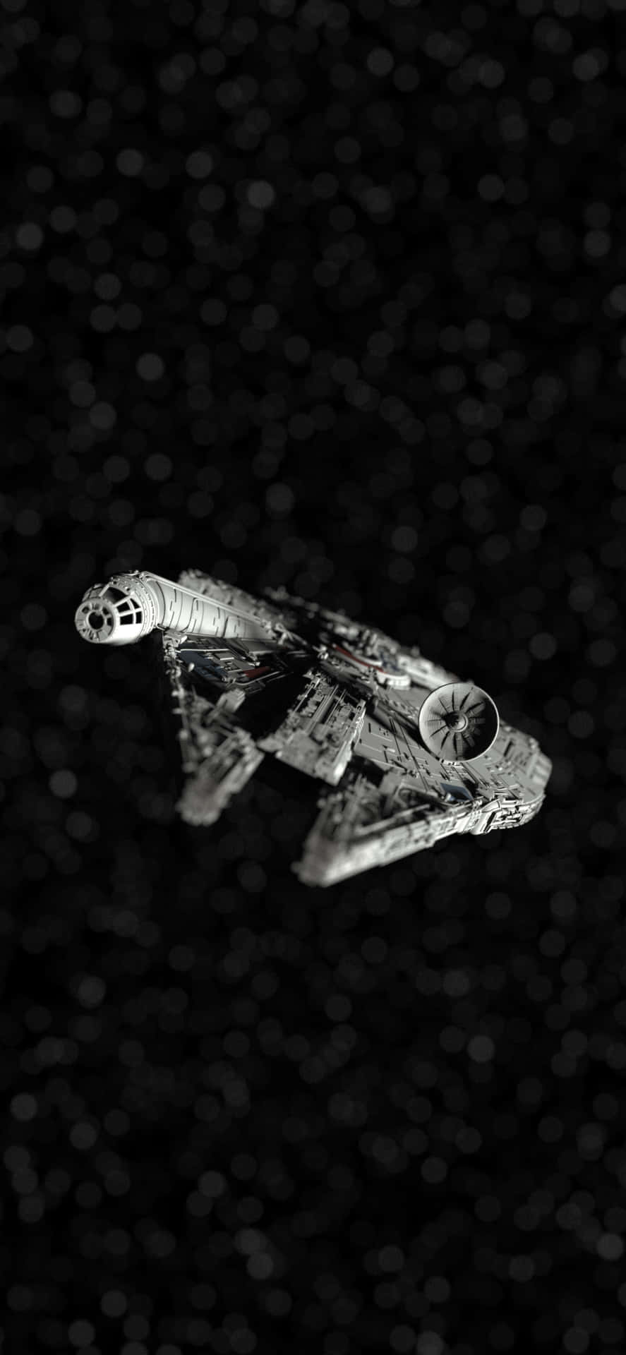 Millennium Falcon-ikon fra Star Wars skal tegnes på en mørk himmel. Wallpaper