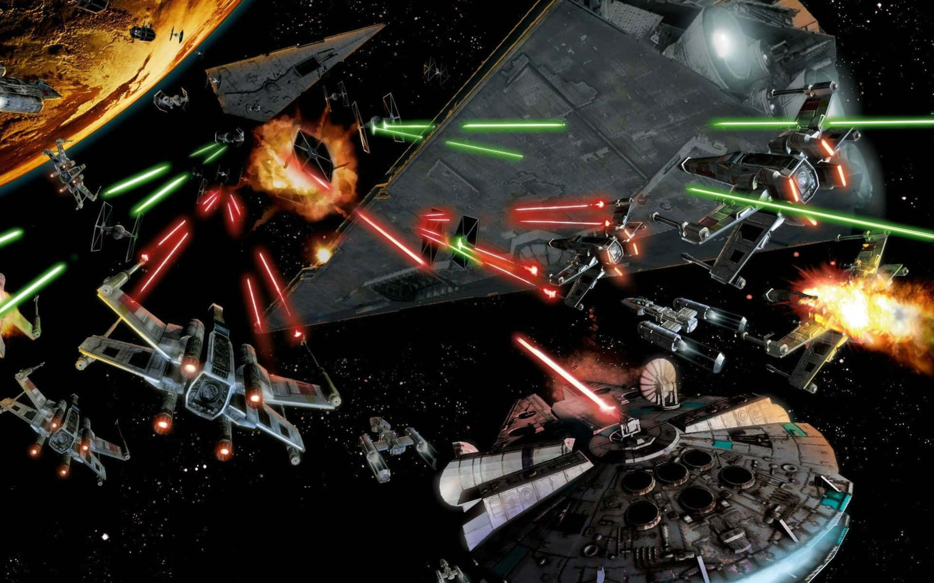 Escape the Imperial Fleet at Light Speed Aboard the Millenium Falcon Wallpaper