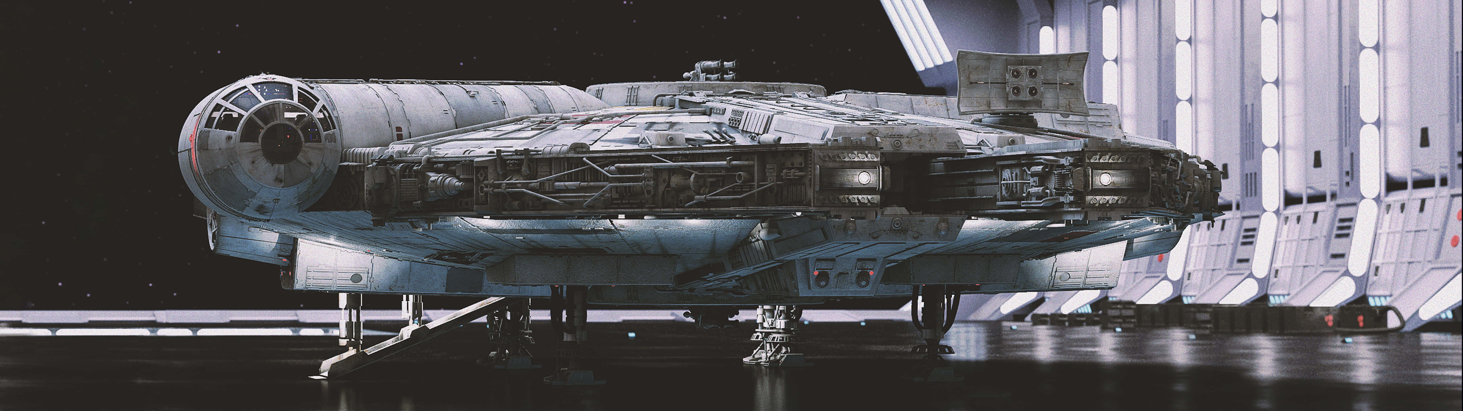 The iconic Millennium Falcon, made famous by Han Solo Wallpaper