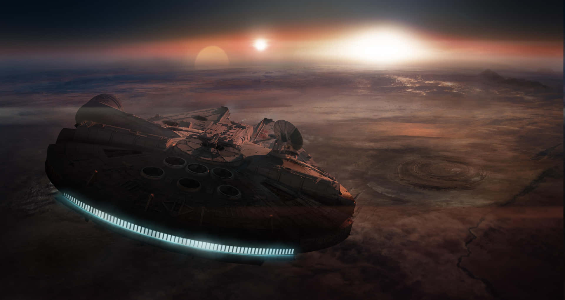 "Take the Millenium Falcon to go on your own space adventure!" Wallpaper