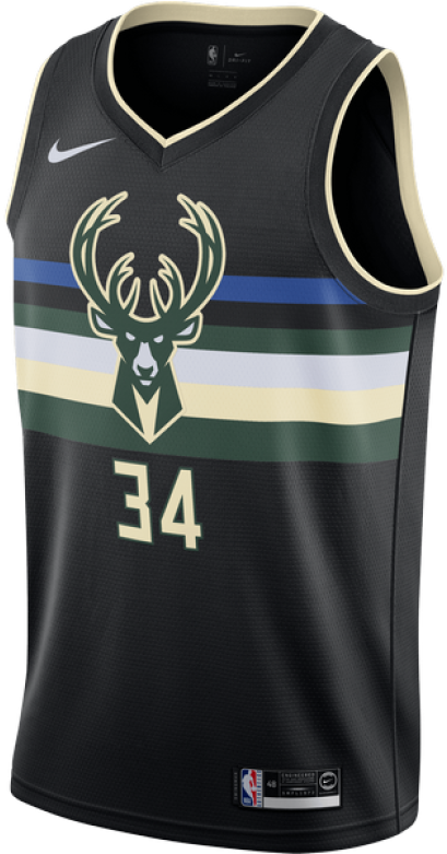 Milwaukee Basketball Jersey Number34 PNG