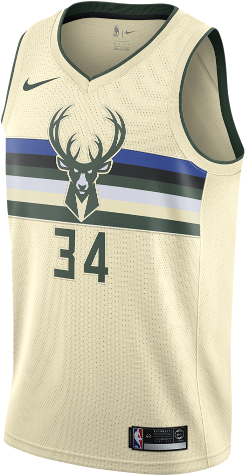 Milwaukee Basketball Jersey Number34 PNG