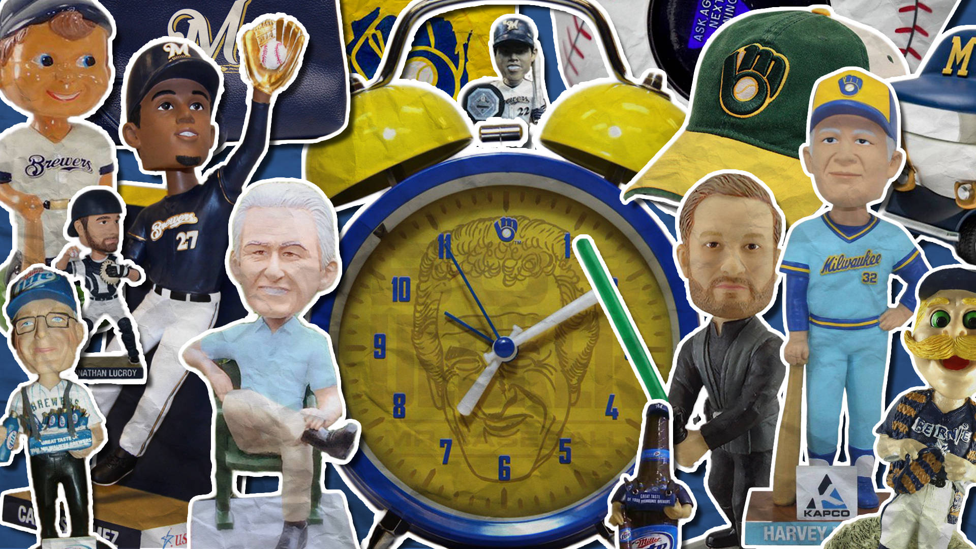 Milwaukee Brewers Bobbleheads Collage Wallpaper