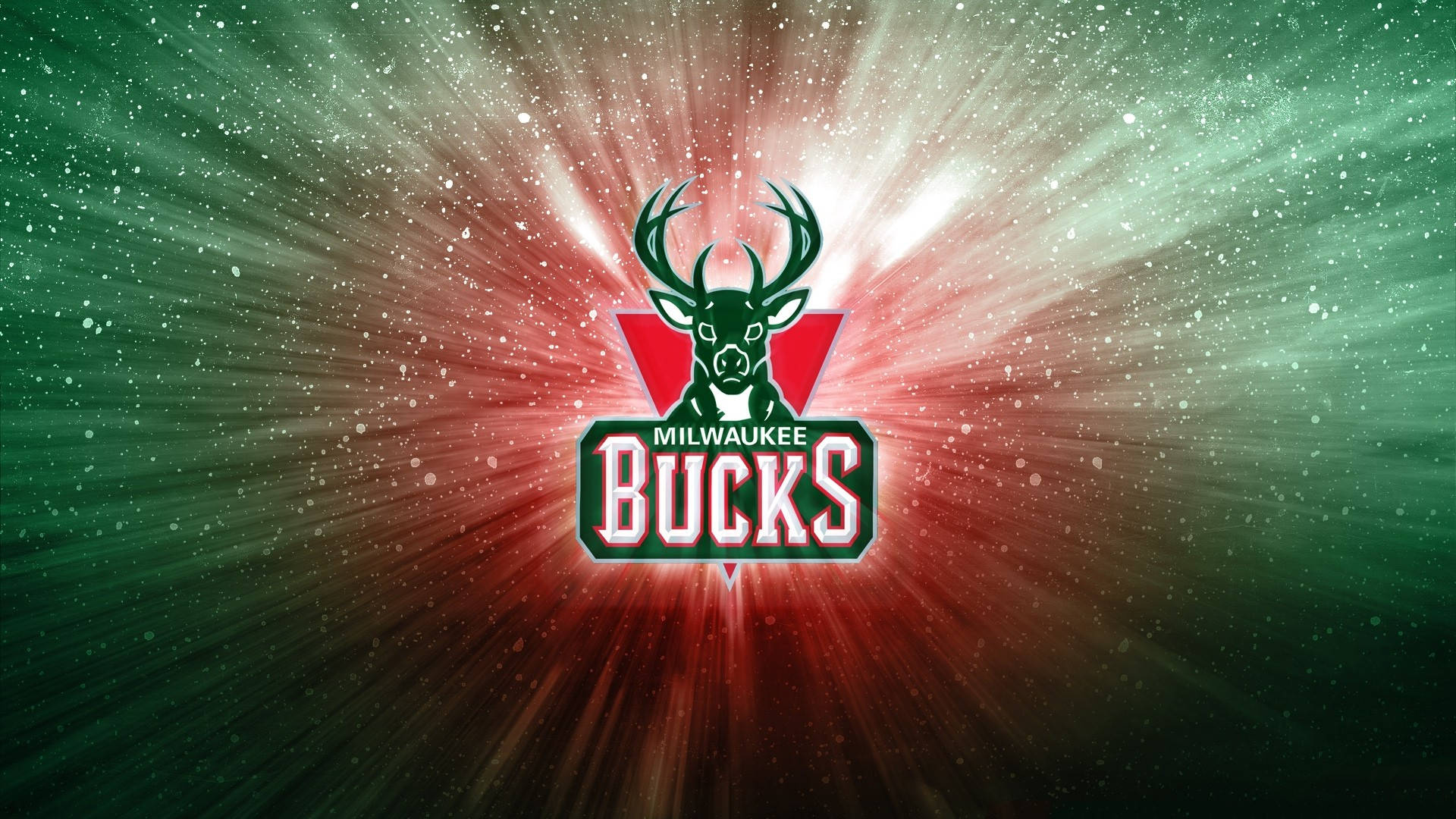 Milwaukee Bucks I Grøn og Rød Explosion Design Wallpaper
