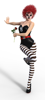 Mime Artist Red Hair3 D Model PNG