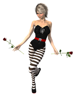 Mime Artist3 D Model With Roses PNG
