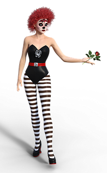 Mime Artistwith Red Rose PNG