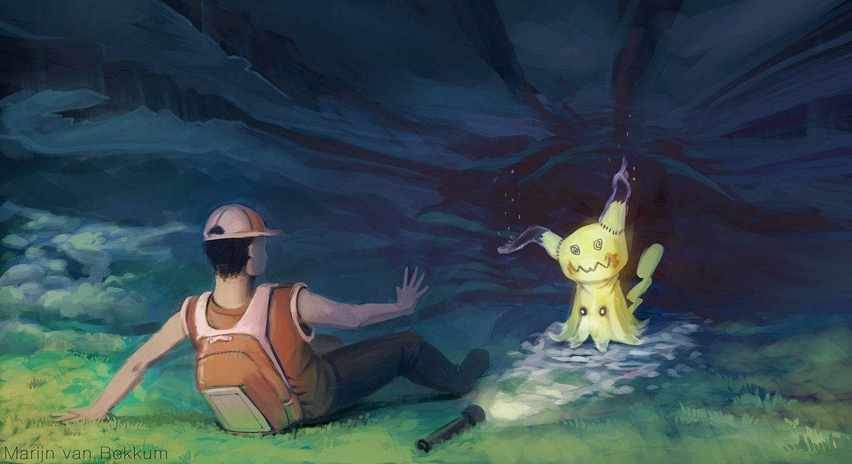 Pokemonun Hombre Y Una Mujer En Una Cueva Fondo de pantalla