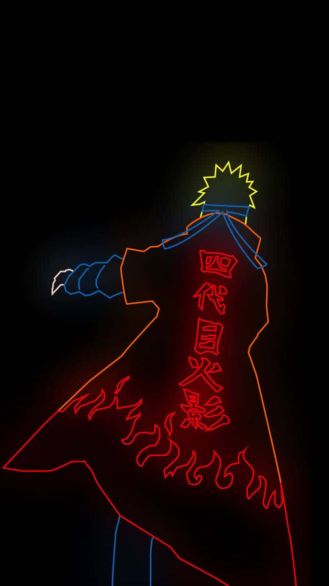 A Neon Image Of A Naruto Character Wallpaper