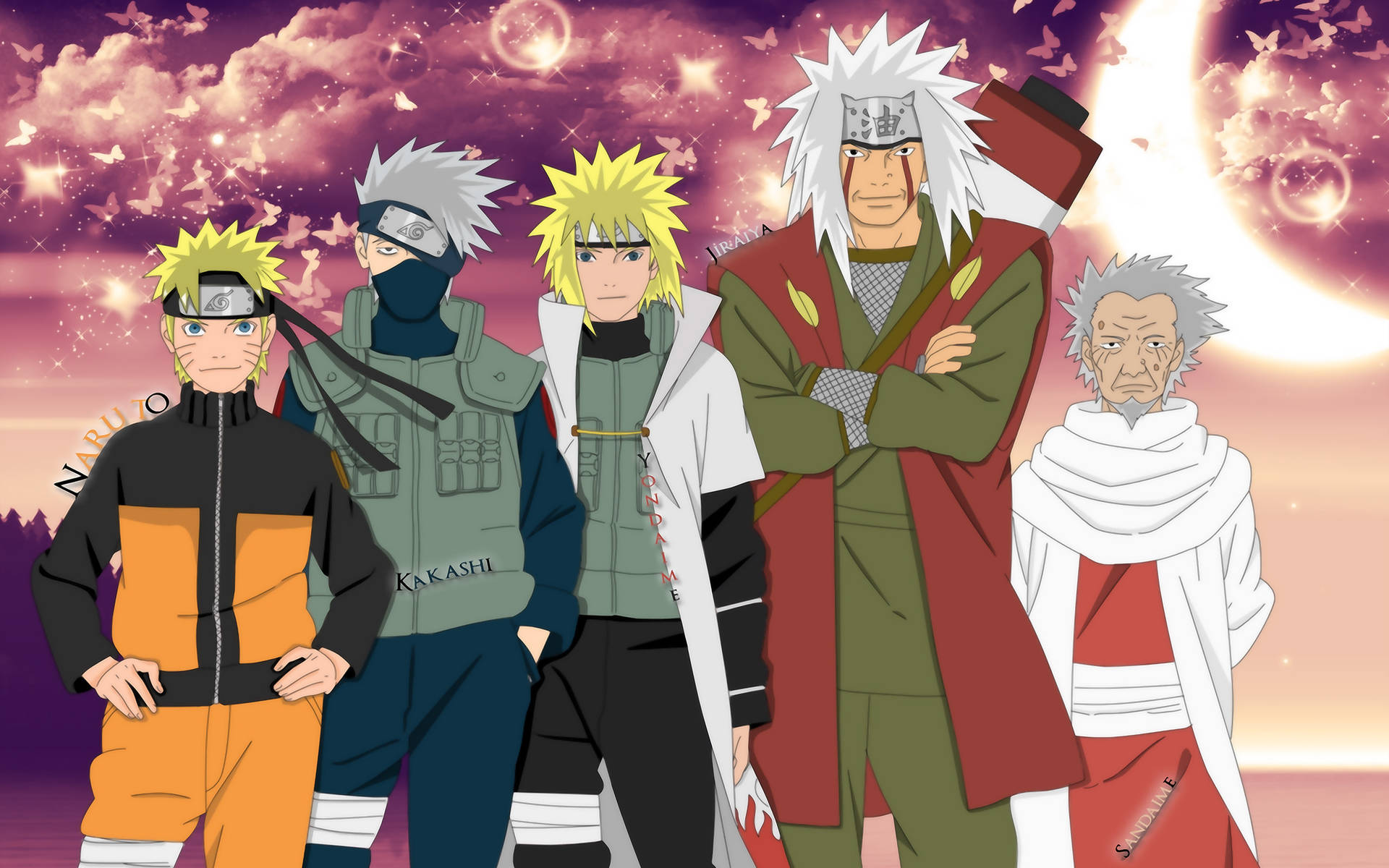 The legendary Minato sensei with his trusted team. Wallpaper