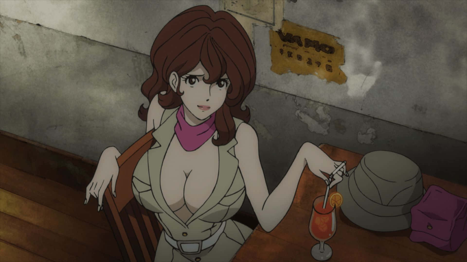 Laelegante Mine Fujiko Posando Con Su Pistola Fondo de pantalla