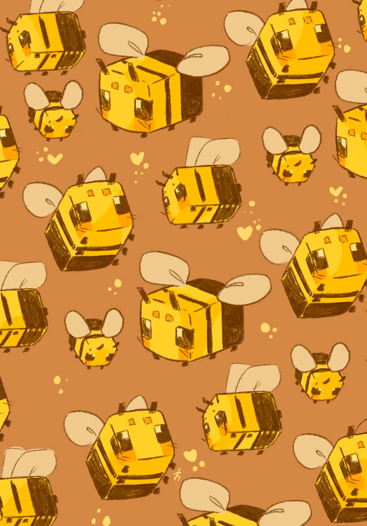 Minecraft Adorable Bee Pattern Wallpaper