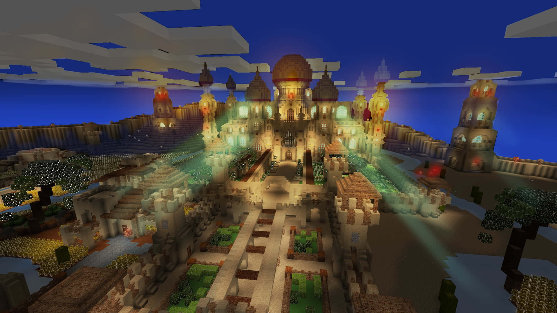Epic Minecraft Adventure in a Vibrant Blocky World Wallpaper