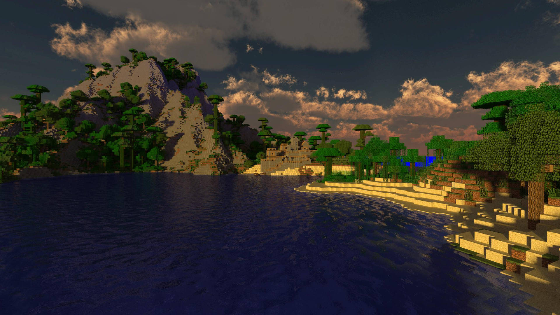 Minecraft Aesthetic Blue Ocean Nature Background